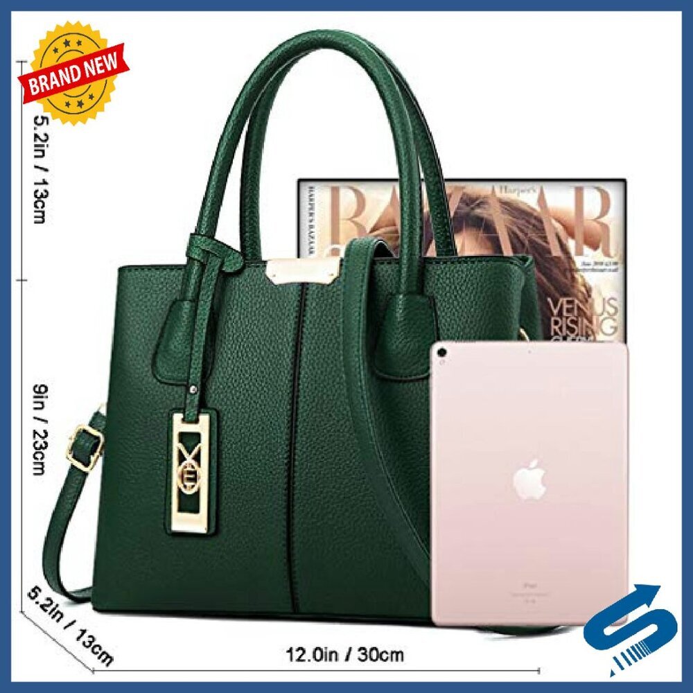 PU Leather Satchel Tote with Multiple Pockets & Detachable Strap - Picture 7 of 8